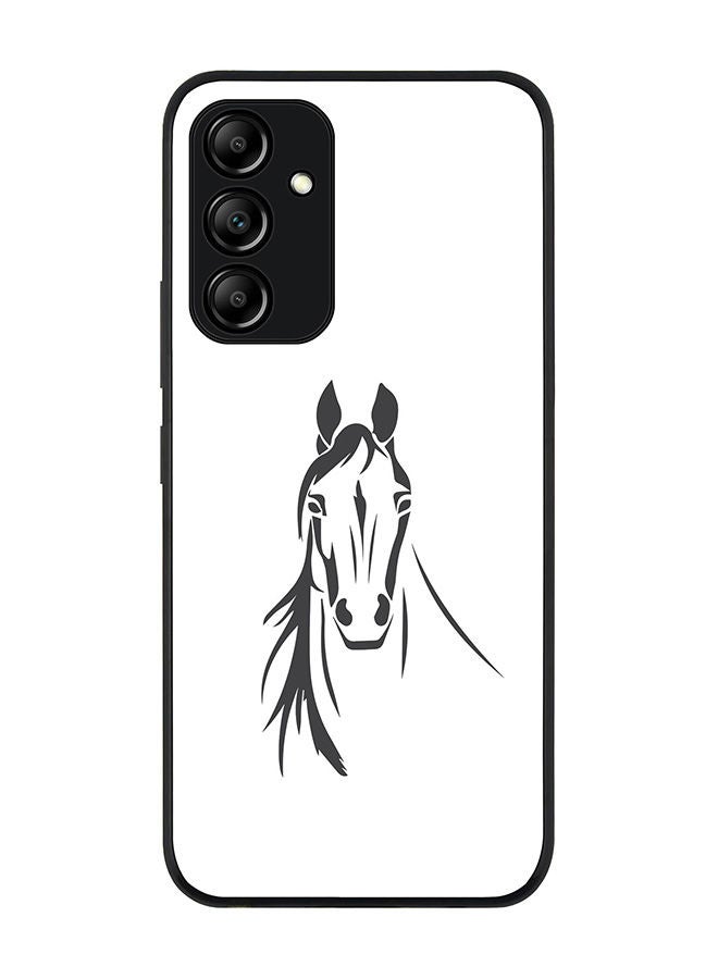 Stylizedd جراب أسود متين بحافة لهاتف Samsung Galaxy A54 5G جراب نحيف ناعم بحواف مطاطية مرنة ومضاد للسقوط وغطاء TPU جل رفيع - حصان عربي - Image 1