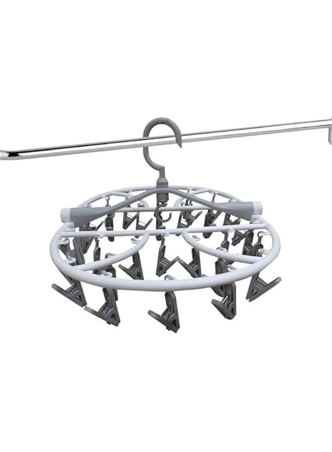 HOOKOR Foldable Drying Laundry Hanger with clips, Drying Rack with 32 clips Each, Laundry Clips and Drip Drying Hangers for Socks, Underwear, Towel, Scarfs And Bras - Image 1