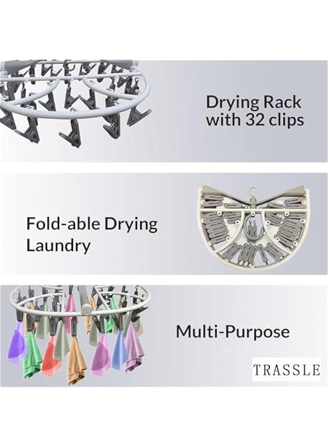 HOOKOR Foldable Drying Laundry Hanger with clips, Drying Rack with 32 clips Each, Laundry Clips and Drip Drying Hangers for Socks, Underwear, Towel, Scarfs And Bras - Image 2