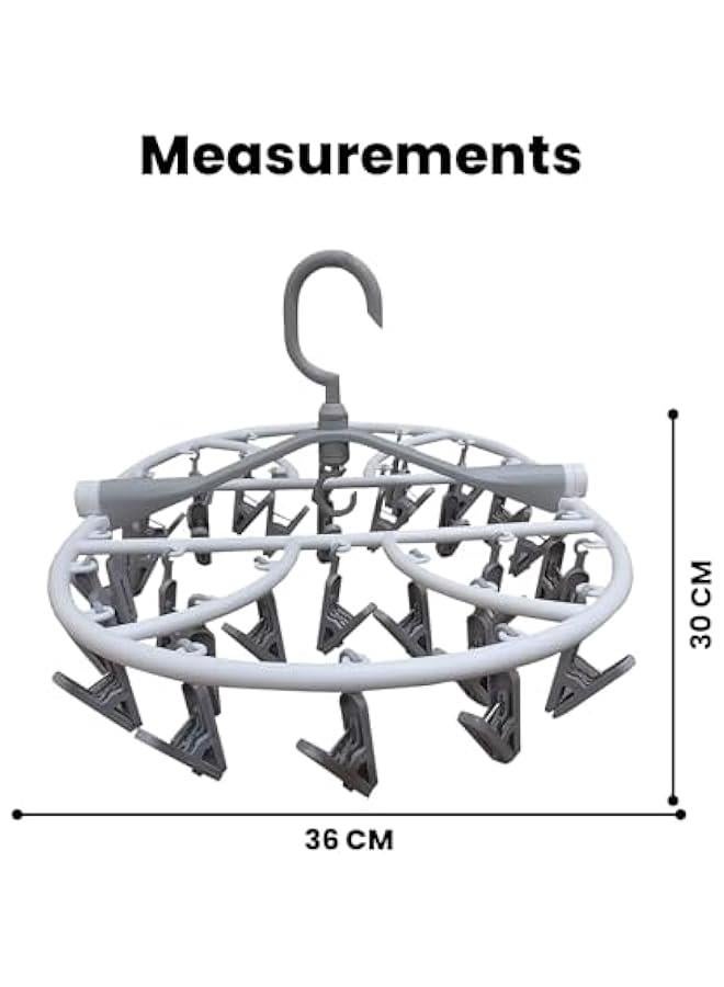 HOOKOR Foldable Drying Laundry Hanger with clips, Drying Rack with 32 clips Each, Laundry Clips and Drip Drying Hangers for Socks, Underwear, Towel, Scarfs And Bras - Image 3