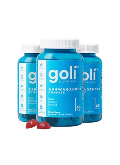 Goli Ashwagandha & Vitamin D Gummy - 180 Count - Mixed Berry, KSM-66, Vegan, Plant Based, Non-GMO, Gluten-Free & Gelatin Free Relax. Restore. Unwind, Pack of 3  - Image 1