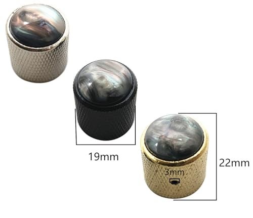 TUOREN 4Pcs Pearl Top Guitar Dome Knob Volume Tone Control Knobs with Allen Keys for Electric Guitar or Precision Bass Black - Image 5