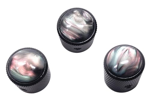 TUOREN 4Pcs Pearl Top Guitar Dome Knob Volume Tone Control Knobs with Allen Keys for Electric Guitar or Precision Bass Black - Image 2