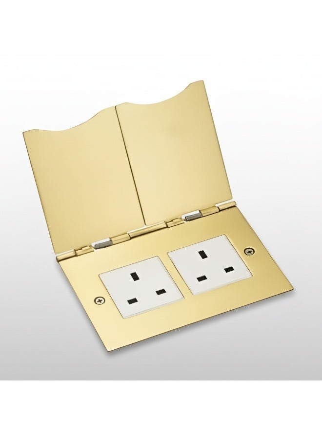 نوفيكس لوحة مأخذ أرضية مسطحة نوفكس ١٣ أمبير – مزدوجة، لون ذهب ساتان، الموديل إن إف إس ٤٠٦ إف بي - Image 1