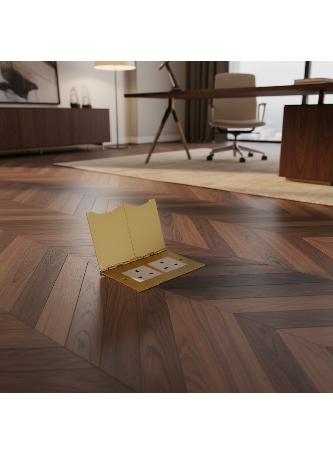 نوفيكس لوحة مأخذ أرضية مسطحة نوفكس ١٣ أمبير – مزدوجة، لون ذهب ساتان، الموديل إن إف إس ٤٠٦ إف بي - Image 2