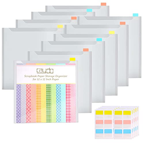 Caydo 36PCS Scrapbook Paper Storage Organizer 12 x 12 Paper Storage Organizer with 100PCS Sticky Index Tabs Holds Scrapbooking, Cardstock, Vinyl Paper - Image 1