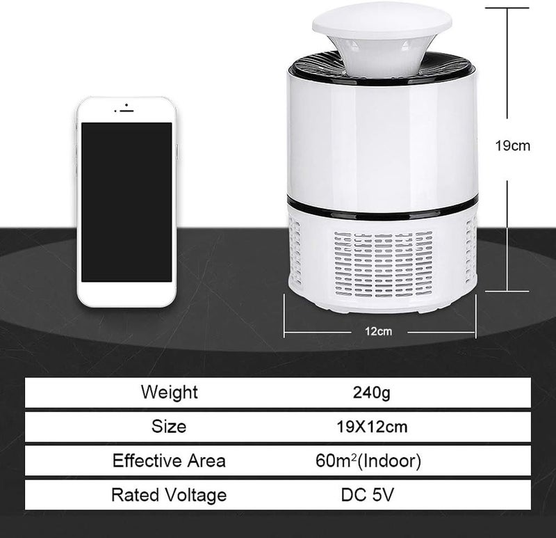 Suzicca Household Mosquito Killer Lamp Inhalation Mosquito Trap Lamp Electric Insect Flies Zapper LED Trap Lamp Strong Suction Fan USB Powered - Image 2