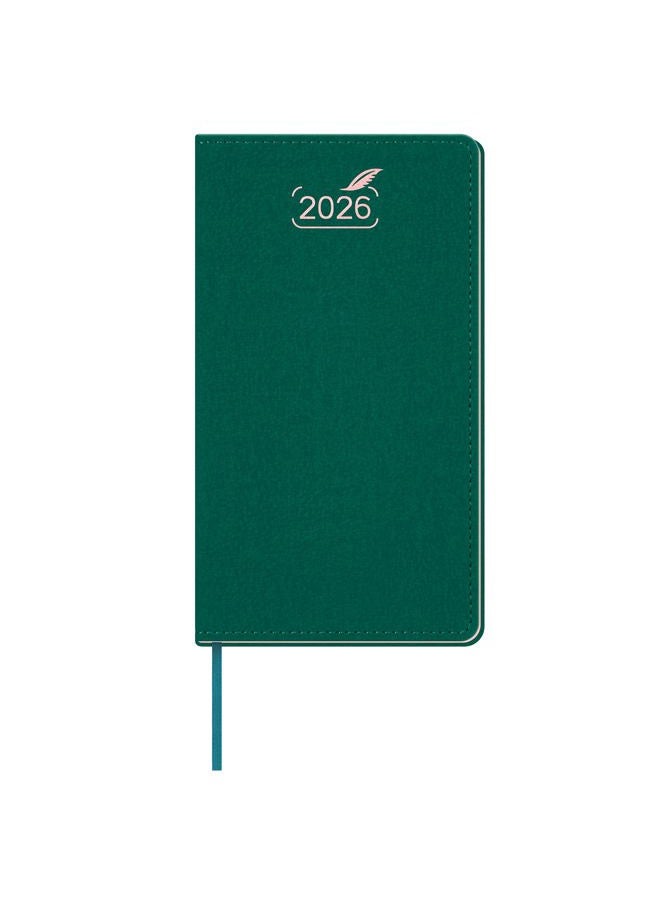 BEZEND Pocket Monthly Planner 2026 for Purse (3.5" x 6.5") 14-Months Super Thin Calendar Book (Dec 25 - Jan 27), Slim Palm Size with Gilded Paper Edge & PU Leather Softcover in Evergreen - Image 1