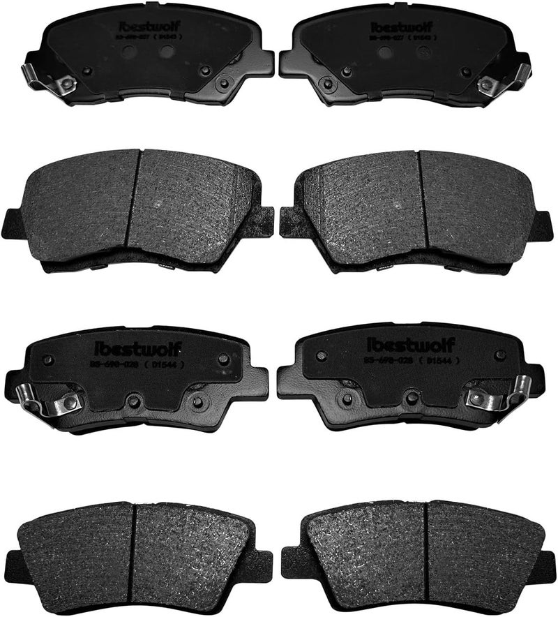 IBESTWOLF Front and Rear Ceramic Brake Pads for Hyundai Elantra, Veloster, and Kia Forte - Image 1