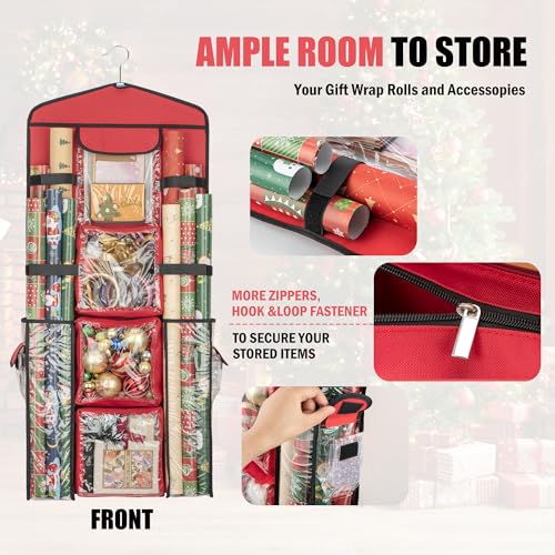 EXLIFBAG Wrapping Paper Storage, Gift Wrap Organizer Holder Double-Sided Hanging Gift Bag Storage Organizer - Image 3