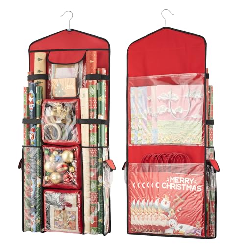 EXLIFBAG Wrapping Paper Storage, Gift Wrap Organizer Holder Double-Sided Hanging Gift Bag Storage Organizer - Image 1
