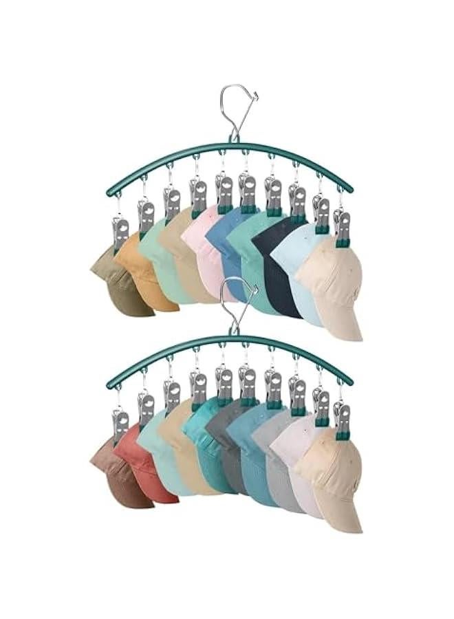 HOOKOR Room Closet Organizers and Storage, 2 Pack Clothes Storage Hangers with Rubber Coated and Clips, Wardrobe Clothes Organizer for Baby Clothes, Shorts, Pants Essentials (Green)  - Image 1