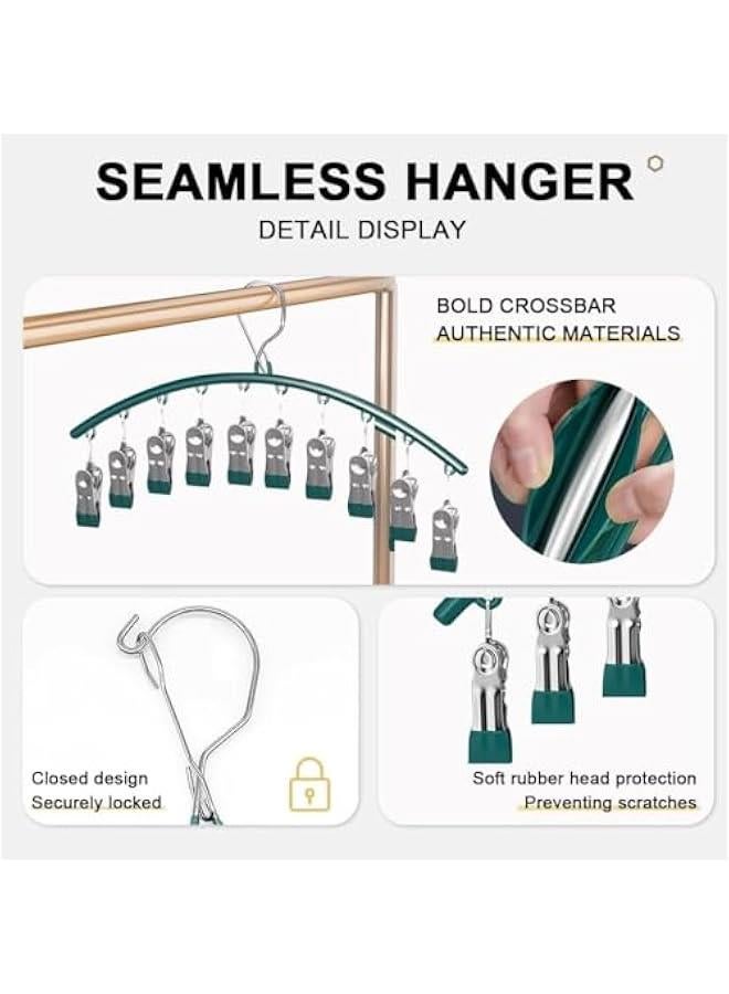 HOOKOR Room Closet Organizers and Storage, 2 Pack Clothes Storage Hangers with Rubber Coated and Clips, Wardrobe Clothes Organizer for Baby Clothes, Shorts, Pants Essentials (Green)  - Image 4