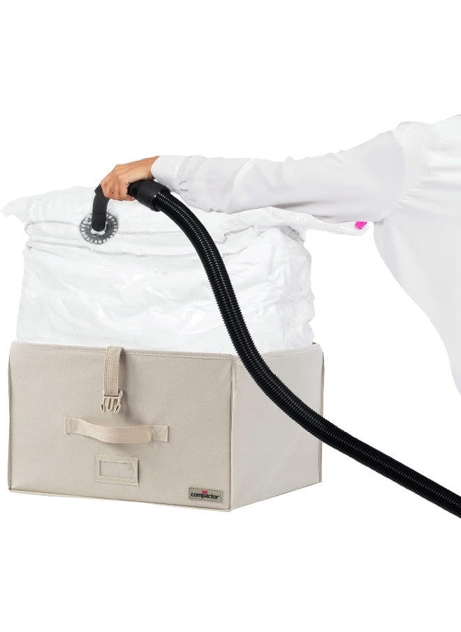 COMPACTOR - Rigid Space Saving Zipper Closure Stackable Vacuum Storage Box Beige and Clear 100 L RAN7116 - Image 1