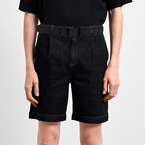 moonsix Canvas Web Belts for Men,Solid Color Casual Double Hole Grommet Belt,Black - Image 4
