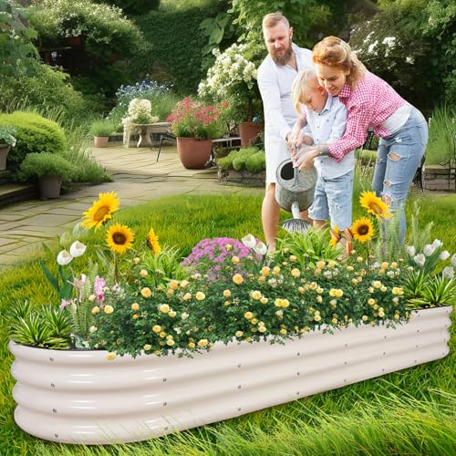 1MORE Galvanized Raised Garden Bed- Planter Garden Boxes Outdoor, Raised Beds for Gardening,Metal Garden Bed Kit for Vegetables Flower, Planter Raised Beds.8x2x1ft White-2pcs - Image 2