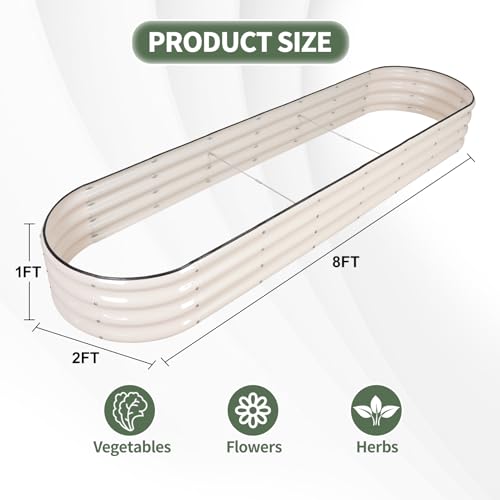 1MORE Galvanized Raised Garden Bed- Planter Garden Boxes Outdoor, Raised Beds for Gardening,Metal Garden Bed Kit for Vegetables Flower, Planter Raised Beds.8x2x1ft White-2pcs - Image 5