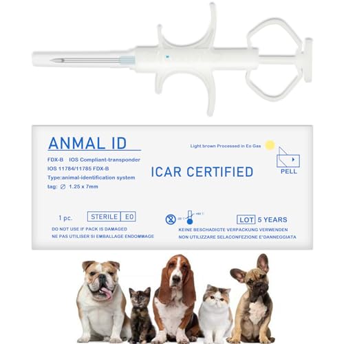 Smoostart 20 Pack 1.25x7mm Universal Standard Microchip, ISO11784/85 FDX-B Pet ID Tags, 15 Bit Microchip for Dogs, Cats, Pigs - Image 1