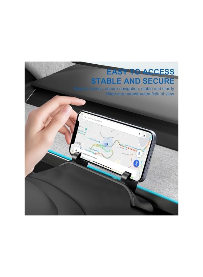 Green Tiger Car Silicone Phone Mount for Tesla Model Y 2020–2024 & Model 3 2017–2023, Behind Steering Wheel iPhone Holder, Soft Silicone Dashboard Cell Phone Support, Interior Accessories (Black) - Image 2