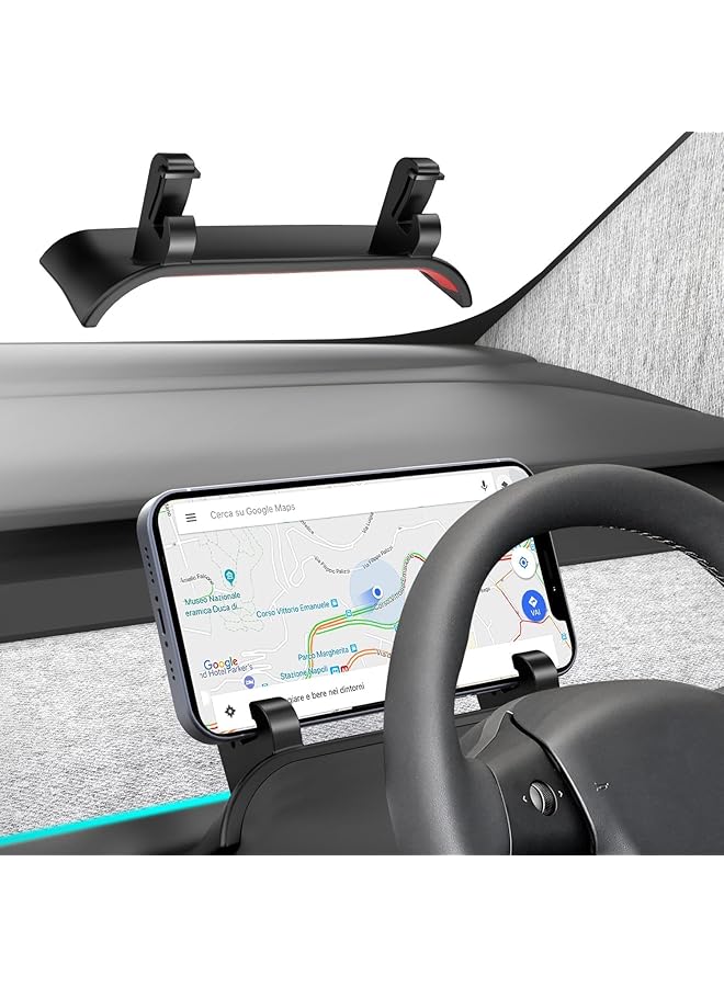 Green Tiger Car Silicone Phone Mount for Tesla Model Y 2020–2024 & Model 3 2017–2023, Behind Steering Wheel iPhone Holder, Soft Silicone Dashboard Cell Phone Support, Interior Accessories (Black) - Image 1