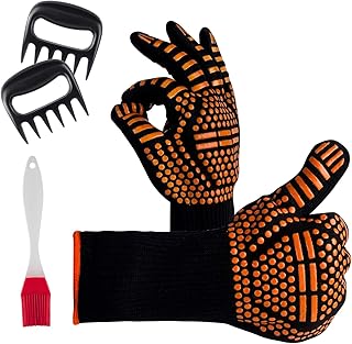 MSDADA MSDADA BBQ Gloves, Oven Gloves 1472Ã‚Â°F Extreme Heat Resistant, Fireproof Grill Gloves Oven Mitts Barbecue Gloves for - Image 1