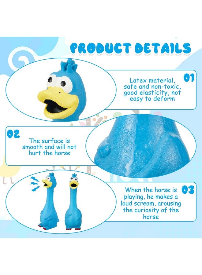 هونغداو لعبة حصان من هونغداو، قطعة واحدة، كرات دجاج ديك رومي تصدر صريرًا من اللاتكس، للعب على شكل دجاجة مزيفة تصدر صراخًا، لعبة كرة قدم للخيول لتقليل قلق الانفصال وإصدار ضوضاء (أزرق) - Image 4
