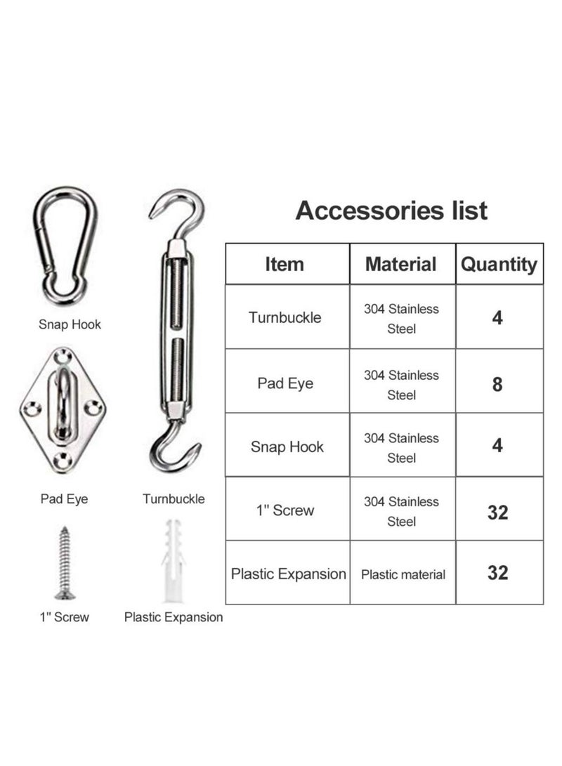 Excefore Shade Sail Hardware Kit 6 inch for Triangle Rectangle Sun Shade Sail Installation, 304 Grade Stainless for Garden Outdoors, 80 Pcs - Image 3