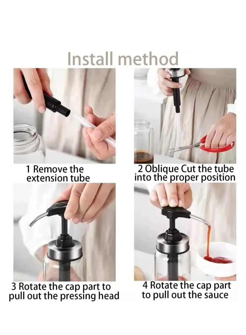 KASTWAVE Glass Squeeze Bottles 3 Pack 17 OZ No Drip Condiment Bottle Squeeze for Ketchup Salad Dressing Honey Oil Presser Sticky Sauce Squeeze Bottle for Kitchen and BBQ - Image 3