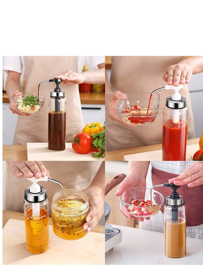 KASTWAVE Glass Squeeze Bottles 3 Pack 17 OZ No Drip Condiment Bottle Squeeze for Ketchup Salad Dressing Honey Oil Presser Sticky Sauce Squeeze Bottle for Kitchen and BBQ - Image 2