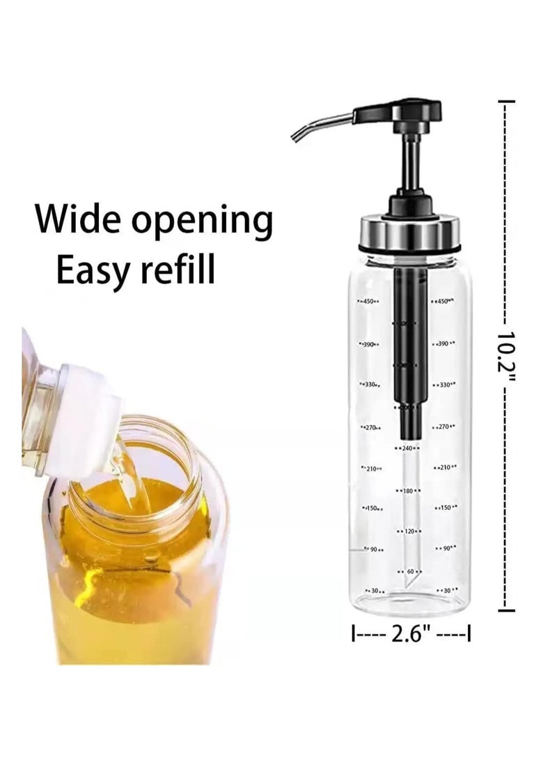 KASTWAVE Glass Squeeze Bottles 3 Pack 17 OZ No Drip Condiment Bottle Squeeze for Ketchup Salad Dressing Honey Oil Presser Sticky Sauce Squeeze Bottle for Kitchen and BBQ - Image 4