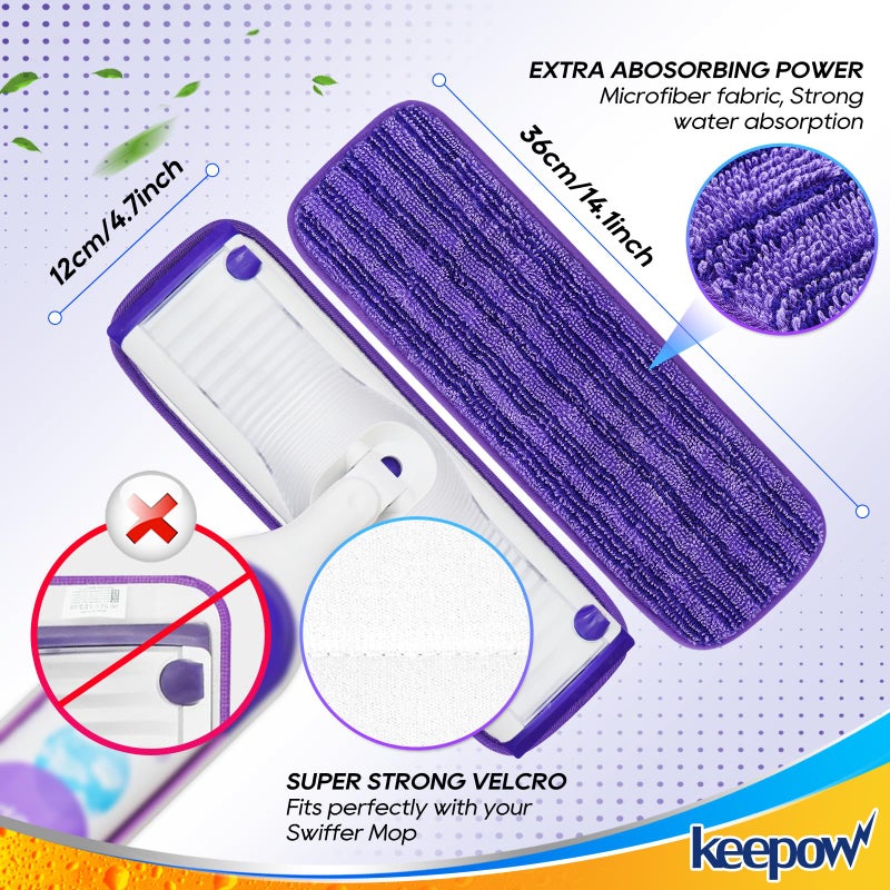 كيباو منصات إعادة ملء الطاقة القابلة لإعادة الاستخدام من أجل swiffer power mop powermop mopping pad chills for wood floor machine microfiber mop fads for wit and dry use 2 pack - Image 3