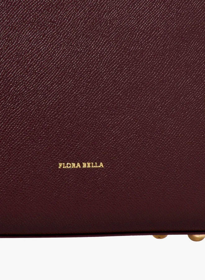 Flora Bella By Shoexpress Textured Satchel Bag with Detachable Strap and Flap Closure