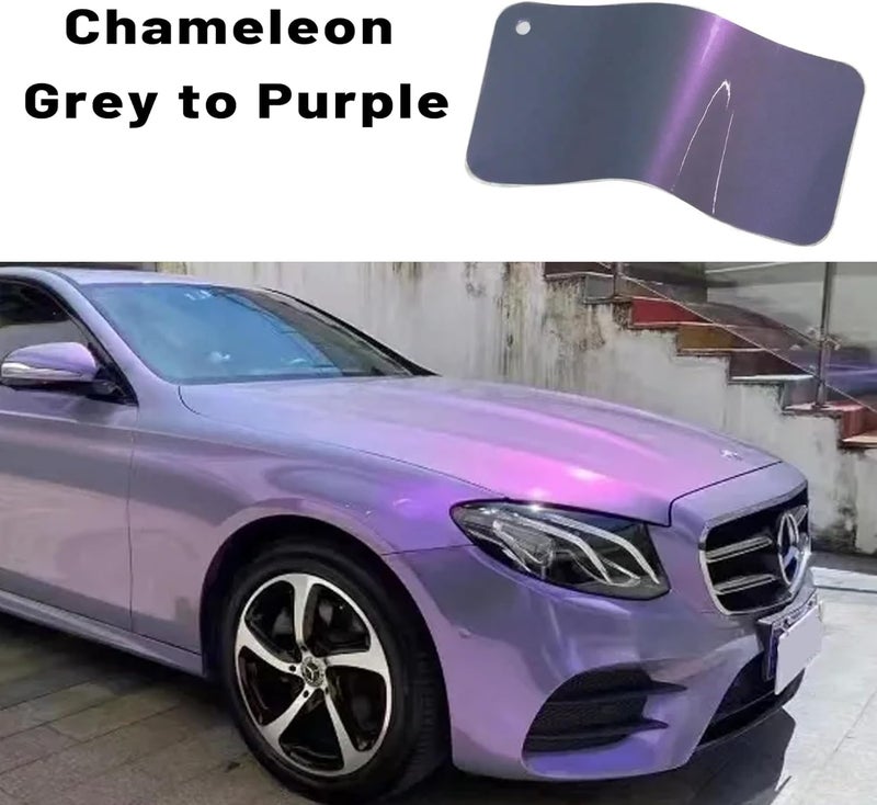 Foneso Chameleon Vinyl Wrap Grey to Purple, Glossy Car Wrap Vinyl with Air Release Self Adhesive Vehicle Body Decal Stickers Film Color Change DIY Car Wrap for Automotive Exterior Interior 1ft x 10ft - Image 5