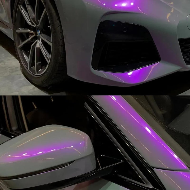 Foneso Chameleon Vinyl Wrap Grey to Purple, Glossy Car Wrap Vinyl with Air Release Self Adhesive Vehicle Body Decal Stickers Film Color Change DIY Car Wrap for Automotive Exterior Interior 1ft x 10ft - Image 4