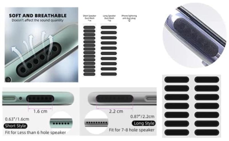 Careflection Mobile Battery Speaker Mic Ear Piece Dust Protector Phone Net Stickers for Android,Tablets,iPhone & iPads Smartphones Mesh Anti Dust Proof Adhesive Stickers + Free Tweezer + Wipes ((Short 10 Pcs)) - Image 4