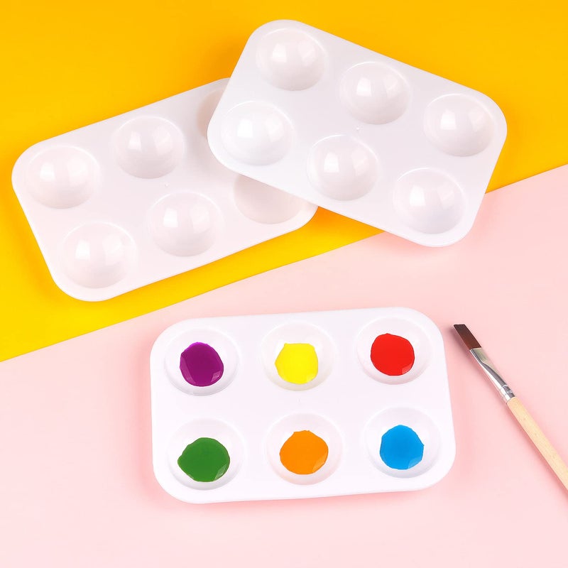 Tamaki 8 PCS White Plastic Paint Tray Palettes, Watercolor Palette Painting Tray for Painting Party, DIY Craft and Art Painting - Image 5