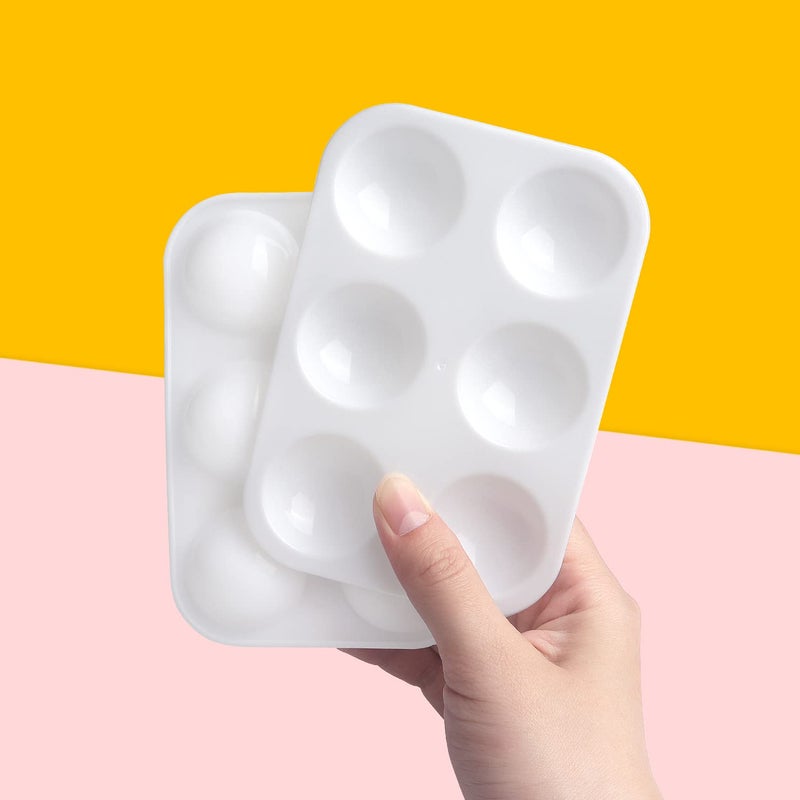 Tamaki 8 PCS White Plastic Paint Tray Palettes, Watercolor Palette Painting Tray for Painting Party, DIY Craft and Art Painting - Image 4