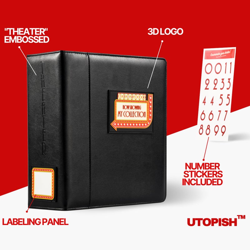 UTOPISH Show-Bill Binder with Sleeves â€“ Large 4â€ Theater Program Holder with 35 Sheet Protectors and Numbering Stickers Included - Broadway Gift with Full-Color Logo and Numbering Panel - Image 2
