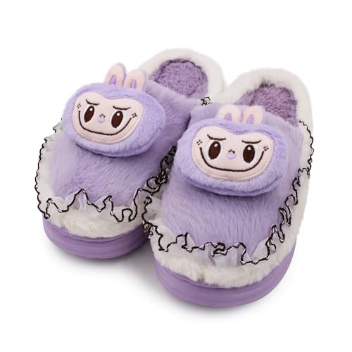 VRITRAZ Women Plush Winter Slippers | Soft Furry Warm Home Slides | Anti-Slip Indoor Comfort Wear (Purple, Size 6) - Image 1