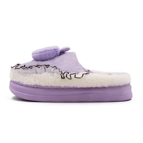 VRITRAZ Women Plush Winter Slippers | Soft Furry Warm Home Slides | Anti-Slip Indoor Comfort Wear (Purple, Size 6) - Image 4