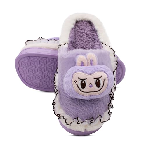 VRITRAZ Women Plush Winter Slippers | Soft Furry Warm Home Slides | Anti-Slip Indoor Comfort Wear (Purple, Size 6) - Image 2