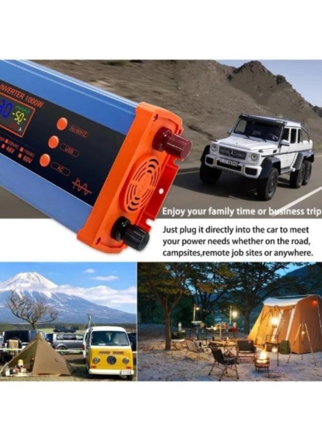 Generic - Pure Sine Wave Inverter, 1000W Continuous 500W DC 12V Hybrid Solar Power Converter with USB Interface PSW-1000W - Image 1