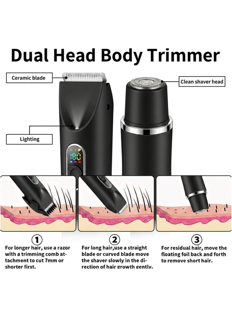 Smartbarry K01 Women's Bikini Trimmer & Electric Shaver – 2-in-1 Dual Head Cordless Hair Remover, IPX7 Waterproof Wet & Dry Shaving, USB Rechargeable Type-C, Painless Lady Shaver for Bikini Line, Legs, Face, Arms & Underarms, Black - Image 2
