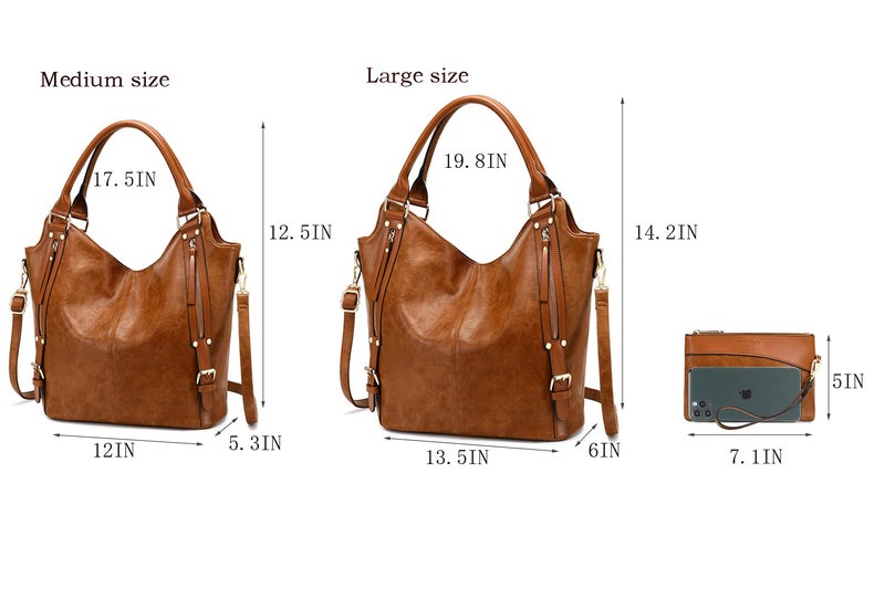 ITSCOSY Women Tote Bag Handbags PU Leather Fashion Hobo Shoulder Bags with Adjustable Shoulder Strap (M, Light brown) - Image 4