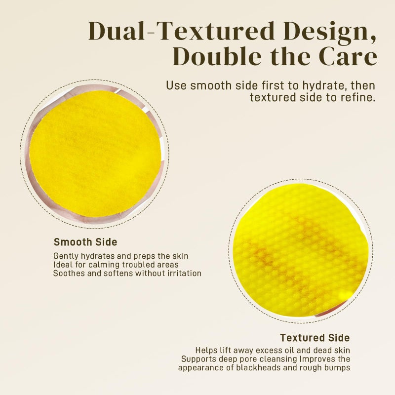 AOPO Kojic Acid and Turmeric Cleansing Pads, 50 Pcs, for Face Cleansing and Exfoliation - Image 3
