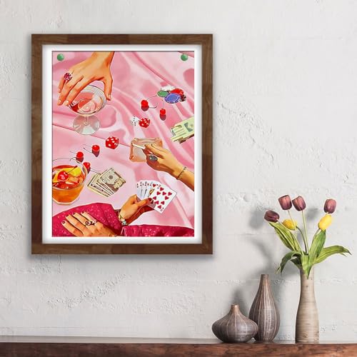 KICHANG Pink Diamond Art Kits for Adults Beginner,DIY Modern Diamond Painting 5D Round Full Drill Diamond Dots Gem Art Crafts with Tools,Funny Crafts for Home Wall Decor&Gift-12x16in - Image 5