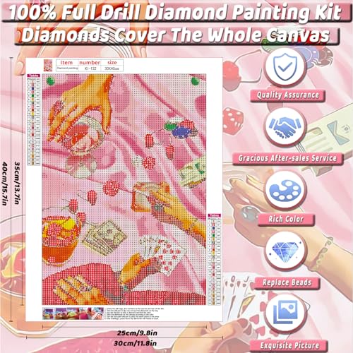 KICHANG Pink Diamond Art Kits for Adults Beginner,DIY Modern Diamond Painting 5D Round Full Drill Diamond Dots Gem Art Crafts with Tools,Funny Crafts for Home Wall Decor&Gift-12x16in - Image 2