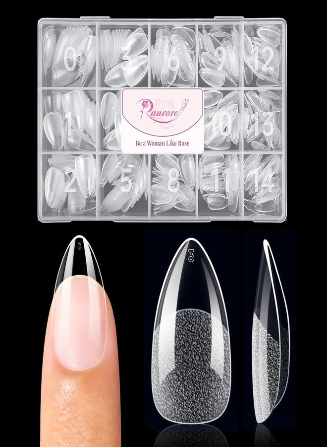 Ranrose 360PCS Short Almond Nail Tips Half Matte, 15 Sizes Soft Gel Press on Nails for Acrylic Nails, Pre-Shaped Full Cover False Nails for Beginners, Nail Techs, Salon & DIY Manicure - Image 1