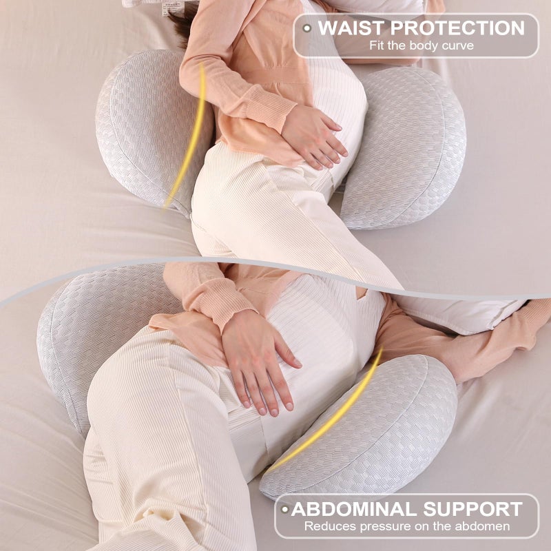 SHANNA Wedge Pregnancy Pillow for Sleeping, 2024 NEW Adjustable Comfort Full Body Pillow with Cooling & Silky-Soft Bamboo Cover, Support Nursing Pillow for Pregnant, Maternity & Body Pillow(Grey) - Image 2