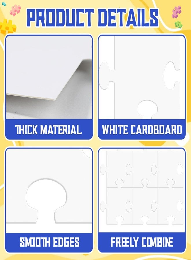 Bornerwhite 8.5x8.9'' Large White Blank Puzzle Pieces Oversize White Cardboard Puzzles to Draw on Make Your Own Jigsaw Puzzle for Classroom Huge Art Display Decor Adult DIY Arts Crafts Projects 40Pcs - Image 3